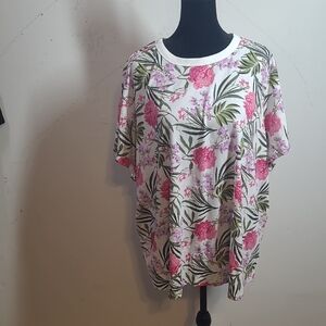 Old Navy White and Pink Flutter Sleeve Boxy Tee